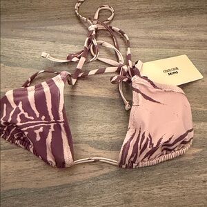 SKIMS Brown Zebra Print Bikini Top
